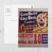 Circus, Clyde Beatty und Cole Bros Retro Theater Postkarte (Vorne/Hinten)