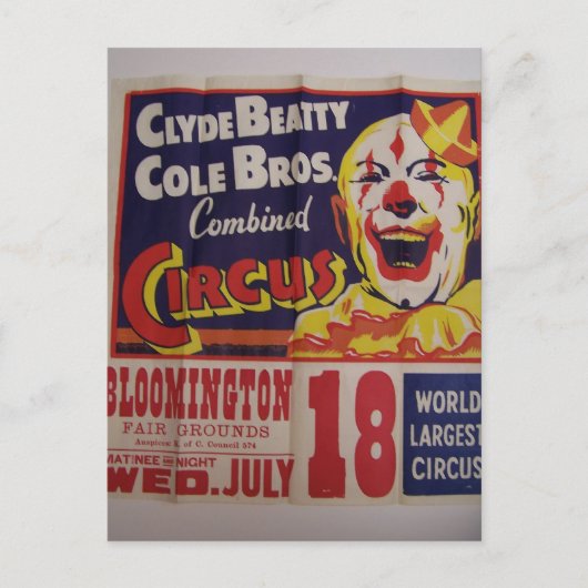Circus, Clyde Beatty und Cole Bros Retro Theater Postkarte (Vorderseite)