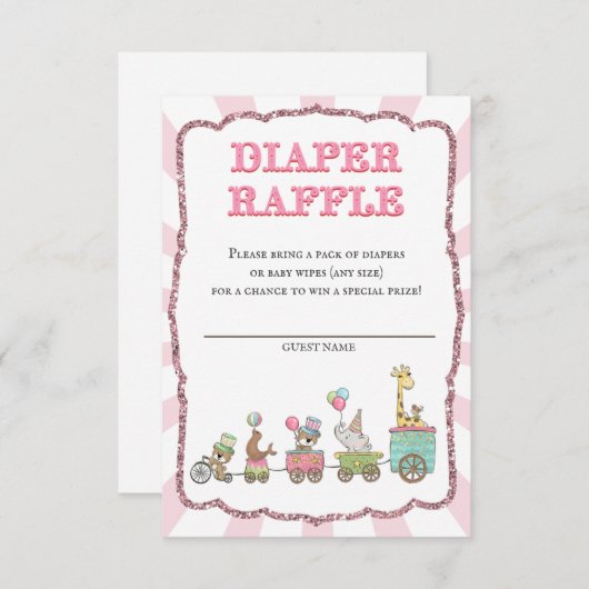 Circus Diaper Raffles Tickets Begleitkarte (Vorne/Hinten)