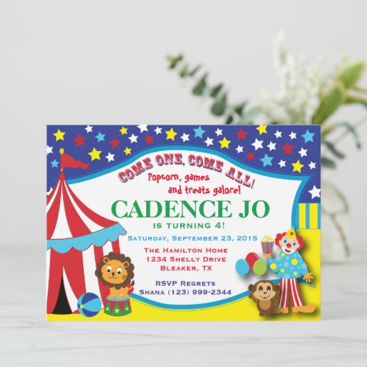 Circus Einladung 2 (Stehend Vorderseite)