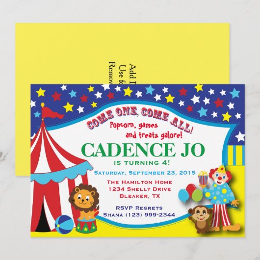 Circus Einladung 2 (Vorne/Hinten)
