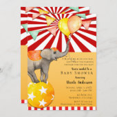 Circus Elephant auf Ball Carnival Baby Dusche Part Einladung (Vorne/Hinten)