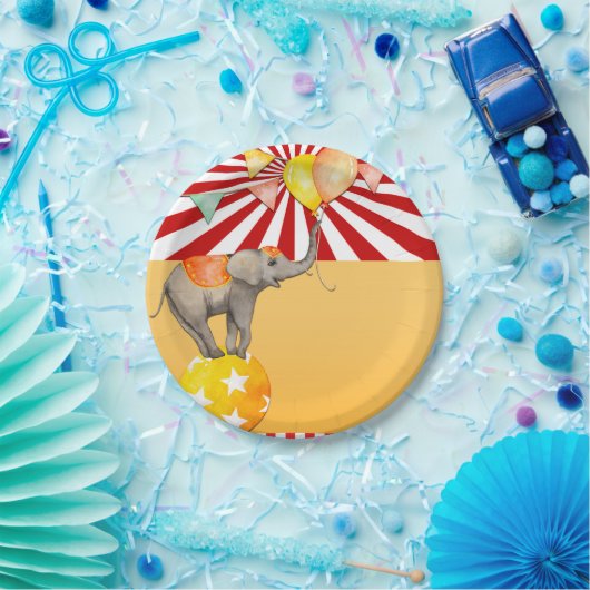 Circus Elephant auf Ball Carnival Baby Dusche Part Pappteller (Party)