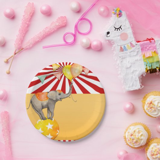 Circus Elephant auf Ball Carnival Baby Dusche Part Pappteller (Party)