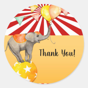 Circus Elephant auf Ball Carnival Baby Dusche Part Runder Aufkleber
