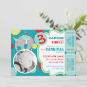 Circus Elephant Birthday Invasion Card A7 Einladung (Stehend Vorderseite)