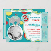 Circus Elephant Birthday Invasion Card A7 Einladung (Vorne/Hinten)