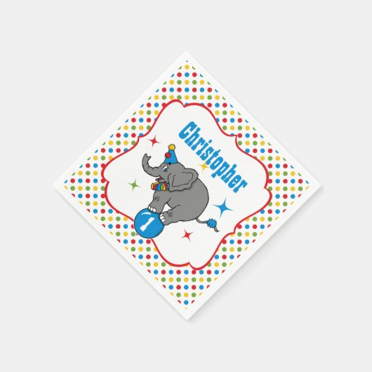 Circus Elephant Birthday Serviette (Ecke)