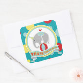 Circus Elephant Dankeschön Label Quadratischer Aufkleber (Umschlag)