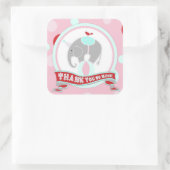 Circus Elephant Dankeschön Label Quadratischer Aufkleber (Tasche)