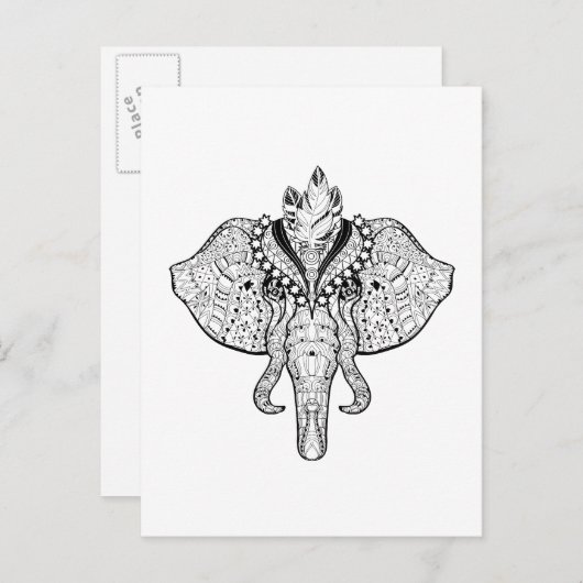 Circus Elephant Doodle Postkarte (Vorne/Hinten)