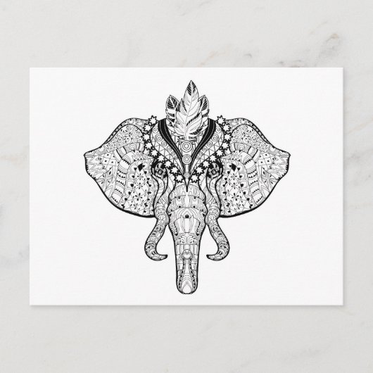 Circus Elephant Doodle Postkarte (Vorderseite)