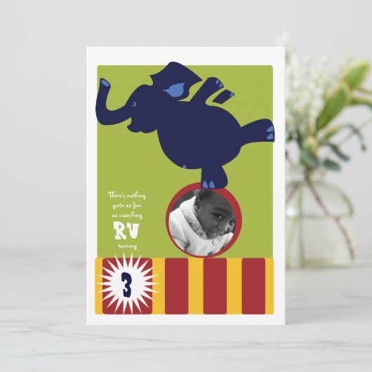 Circus Elephant Einladung (Stehend Vorderseite)