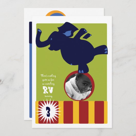 Circus Elephant Einladung (Vorne/Hinten)