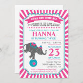 Circus Elephant Geburtstagsparty Einladung (Vorne/Hinten)