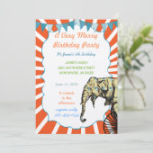 Circus Elephant Geburtstagsparty Einladung Bunting (Stehend Vorderseite)
