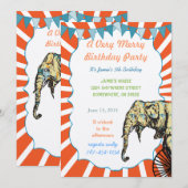 Circus Elephant Geburtstagsparty Einladung Bunting (Vorne/Hinten)