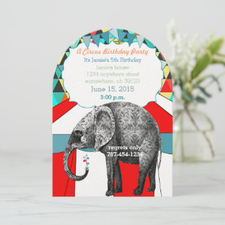 Circus Elephant Geburtstagsparty Einladung Jagd