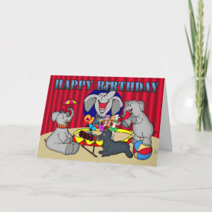 Circus Elephant Happy Geburtday Kinder Card Karte