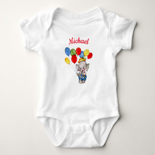 Circus Elephant mit personalisiertem Namen Baby Strampler