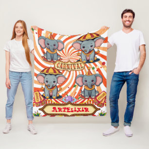 Circus Elephant Print Fleecedecke
