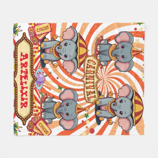 Circus Elephant Print Fleecedecke (Vorderseite (Horizontal))