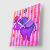 Circus Elephant Quadratische Wanduhr (Winkel)