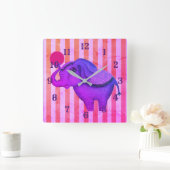 Circus Elephant Quadratische Wanduhr (Zuhause)