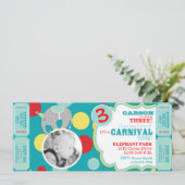 Circus Elephant zum Geburtstag Einladung (Stehend Vorderseite)