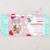 Circus Elephant zum Geburtstag Einladung Rosa (Vorne/Hinten)