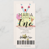 Circus First Birthday Ticket Party Fox Star Einladung (Vorne/Hinten)