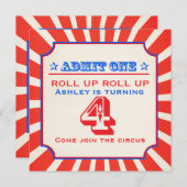 Circus fun Messe 4. Geburtstag Einladung (Vorne/Hinten)