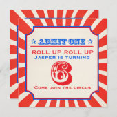 Circus fun Messe 6. Geburtstagsfeier Einladung (Vorne/Hinten)