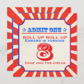 Circus fun Messe 8. Kindergeburtstag Party Einladu Einladung (Vorne/Hinten)