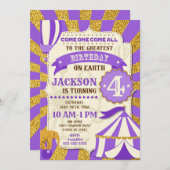 Circus Geburtstag Einladung Karneval Lila Gold (Vorne/Hinten)