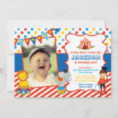 Circus Geburtstag Einladung mit Foto (Vorderseite)