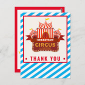 Circus Geburtstagsparty Dankeschön Karte (Vorne/Hinten)