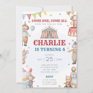 Circus Geburtstagsparty Einladung Karneval Thema