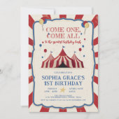 Circus Geburtstagsparty Karneval 1. Geburtstag Einladung (Vorderseite)