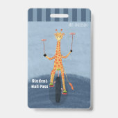 Circus Giraffe Blue Student Hall Pass Badge Ausweis (Vorderseite)