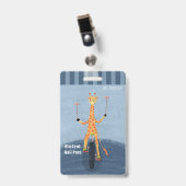Circus Giraffe Blue Student Hall Pass Badge Ausweis (Vorderseite mit Clip)