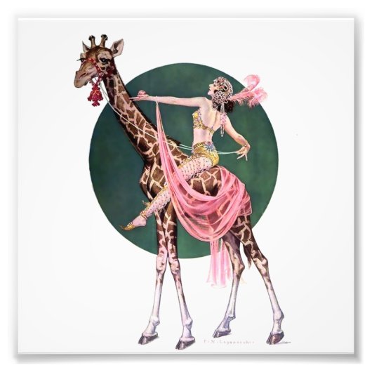“Circus Giraffe Rider” by FX Leyendecker Fotodruck (Vorne)