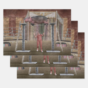 Circus Hippo Balancing Geschenkpapier Set