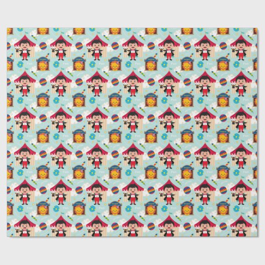 Circus Junge und Freunde Wrapping Paper Geschenkpapier (Flach)