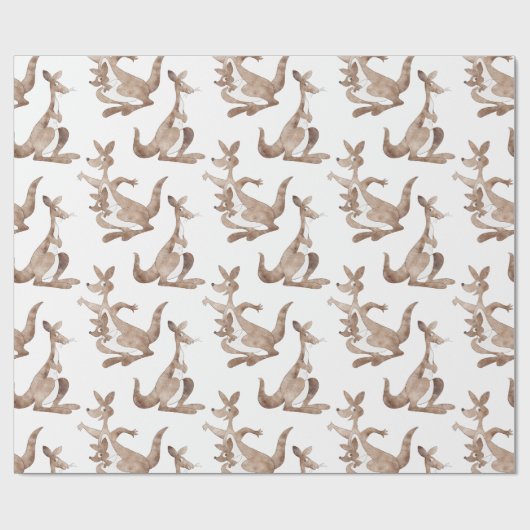 Circus Kangaroos, weiß Geschenkpapier (Flach)