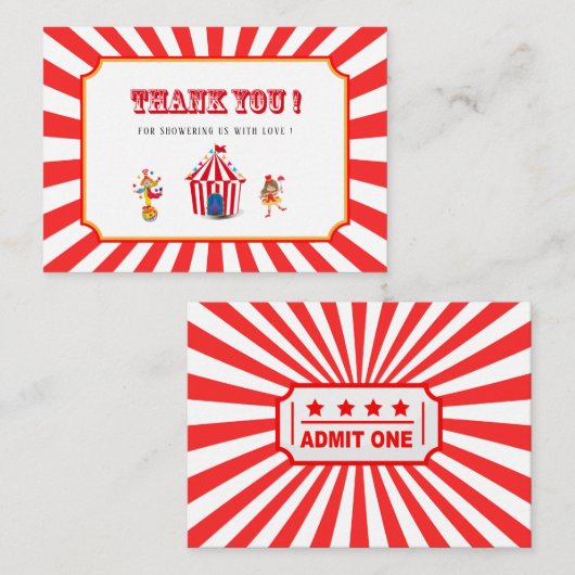 Circus Karneval Aquarell Babydusche Vielen Dank Mitteilungskarte (Vorne/Hinten)