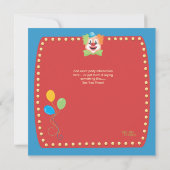 Circus Karneval Clown Zweites Party Einladung (Rückseite)