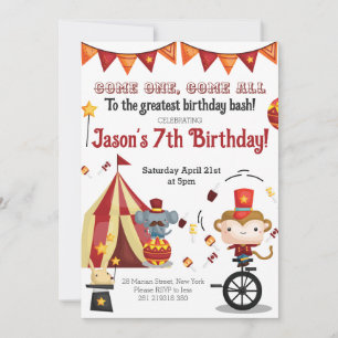 Circus Karneval Festival Kindergeburtstag Tiere Einladung