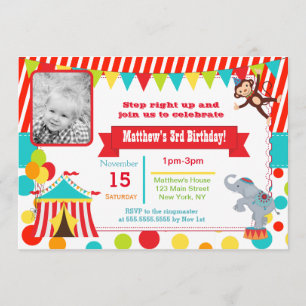 Circus Karneval Foto Einladungen zur Geburtstagsfe