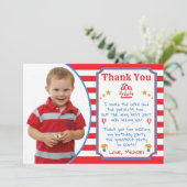 Circus Karneval Geburtstag Danke Karte mit Foto (Stehend Vorderseite)